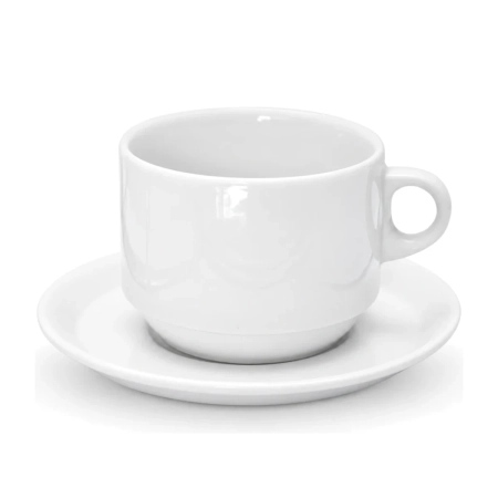 Taza Cracio BP apilable de 8,7 onzas con plato