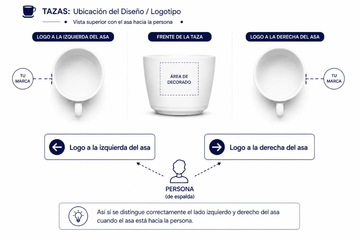 Referencia de ubicación del diseño en la taza